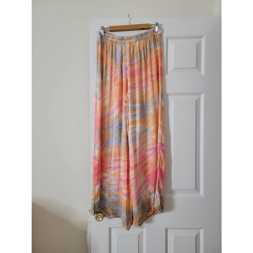 Young Fabulous & Broke Tie Dye Silky Wide Legs Pants Size M Pastel Pink Blue M